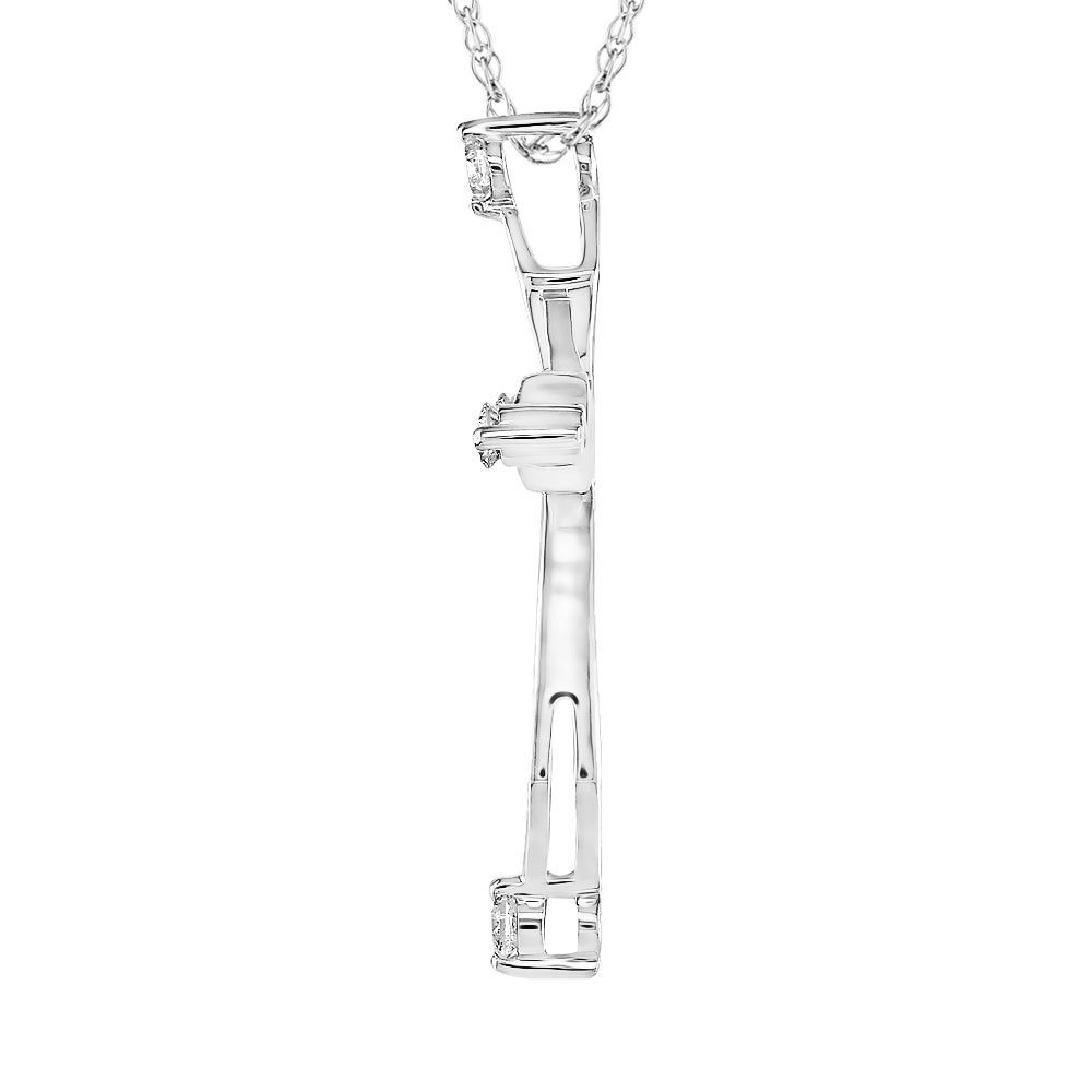 Helzberg Open Cross Pendant with Diamonds in 10K White Gold 1 8