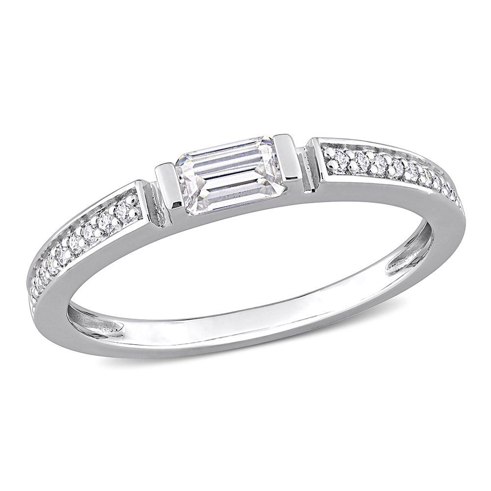 Helzberg Baguette Moissanite Stacking Ring Sterling Silver 3 8 ct
