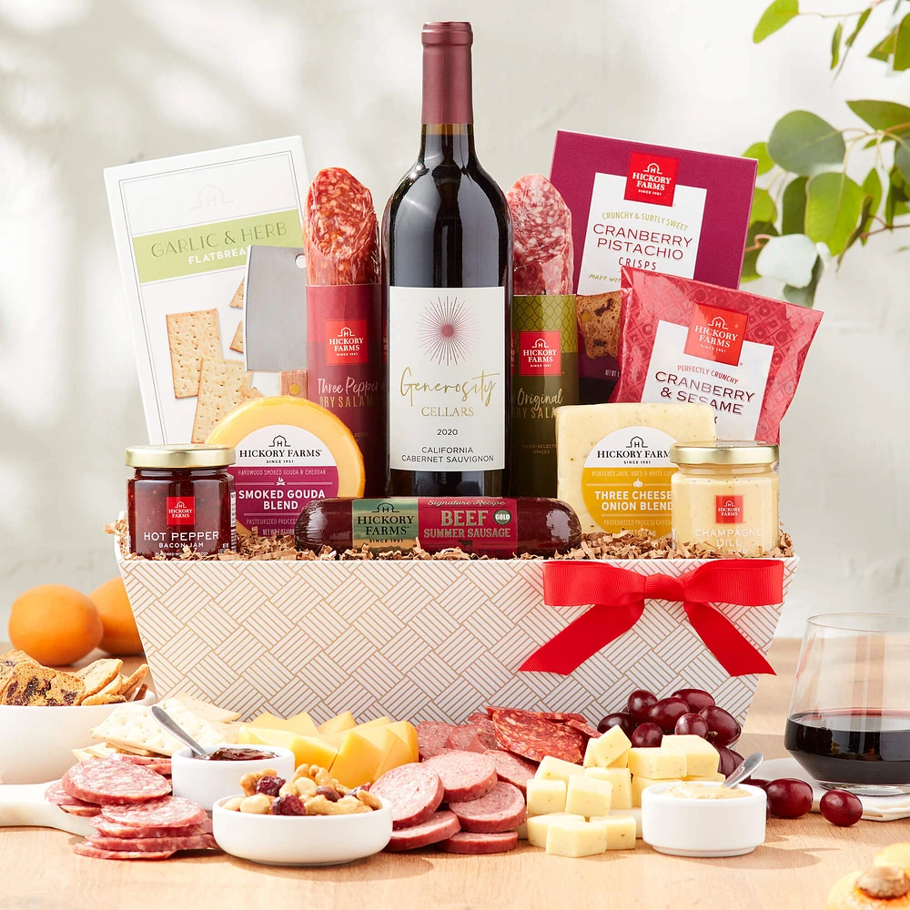 Hickory Farms Deluxe Charcuterie & Wine Gift Basket | Hamilton Place