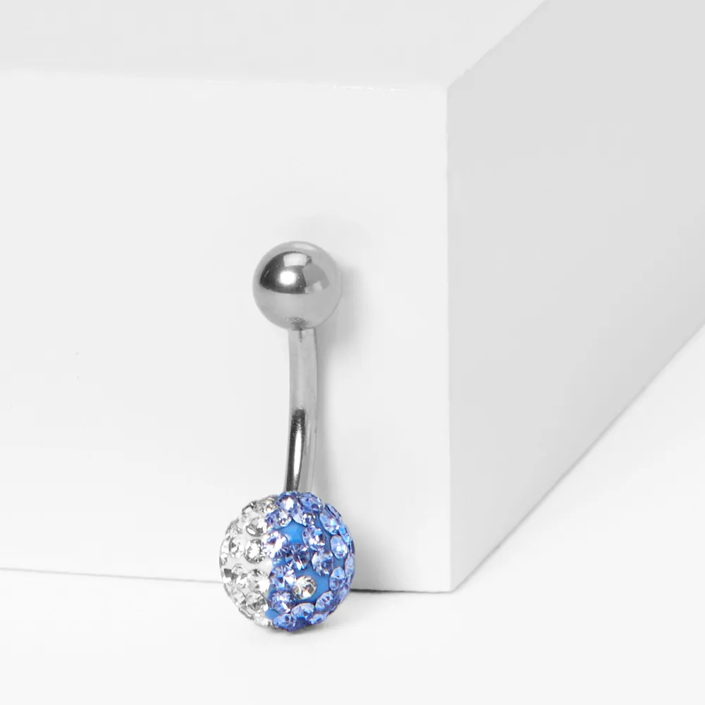 Icing Silver 14G Blue Yin Yang Fireball Belly Ring Pueblo Mall