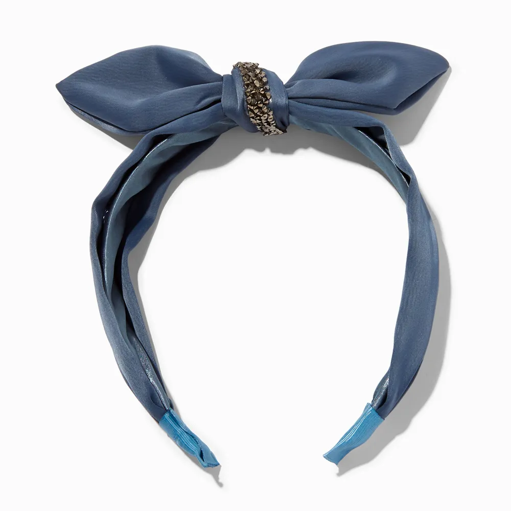 Icing Blue Embellished Satin Knotted Bow Headband Pueblo Mall
