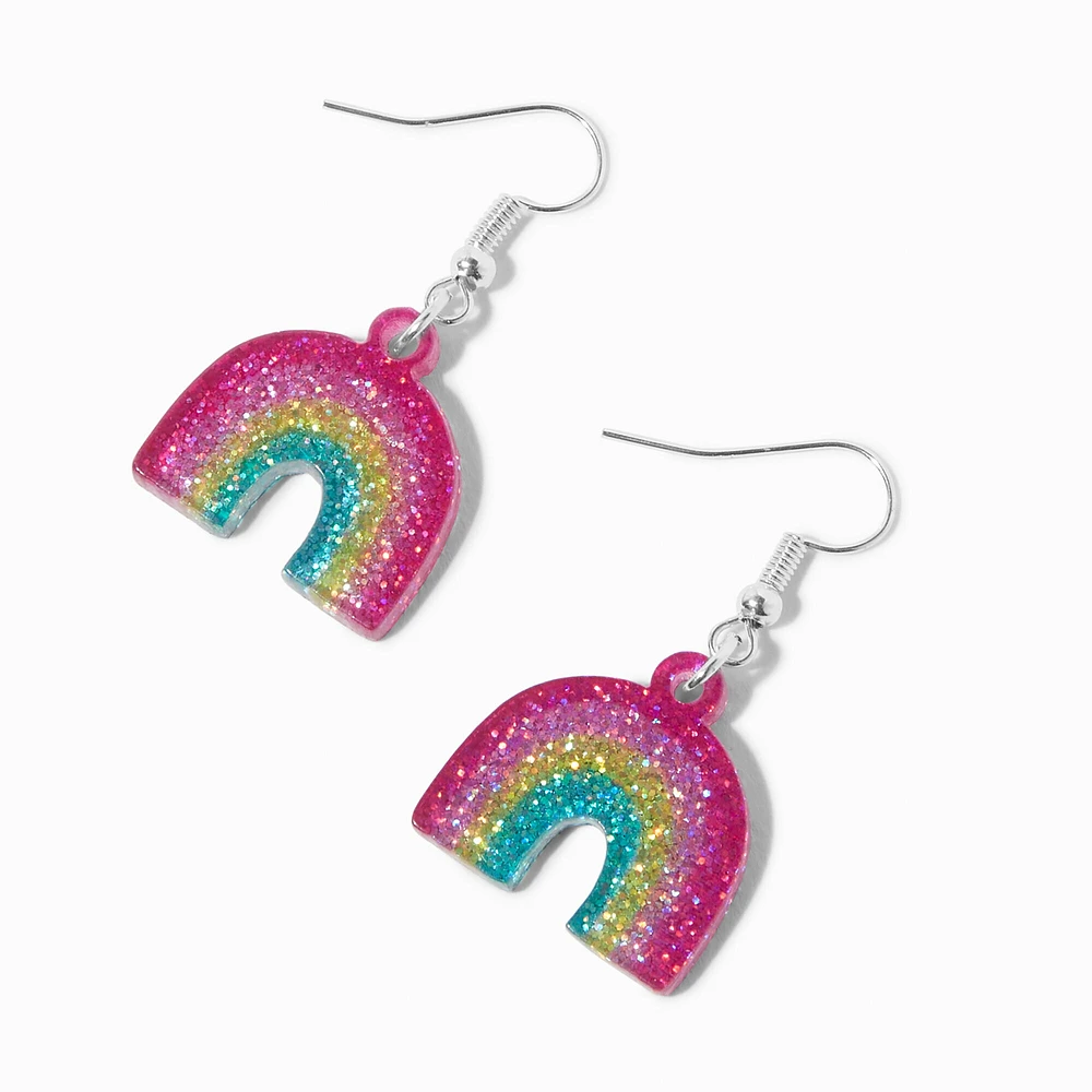 Rainbow glitter earrings sales