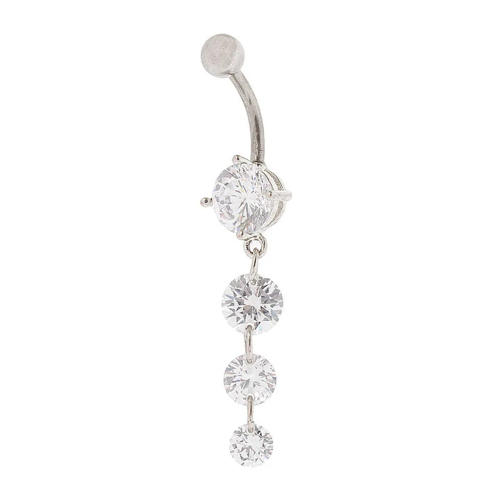 Icing Silver 14G Triple Stone Belly Ring Dulles Town Center