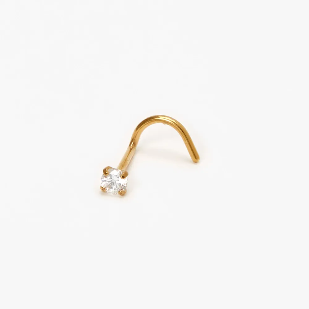 Icing Gold Titanium 20G Crystal Prong Nose Stud Pueblo Mall