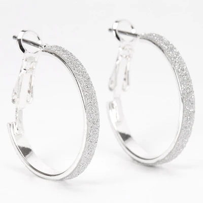 Silver glitter hoop earrings new arrivals