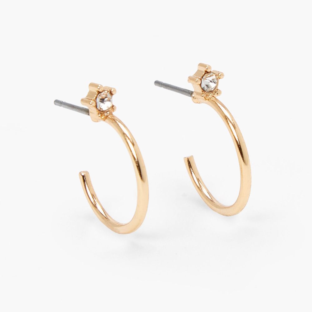 Icing Gold 15MM Crystal Post Hoop Earrings Pueblo Mall