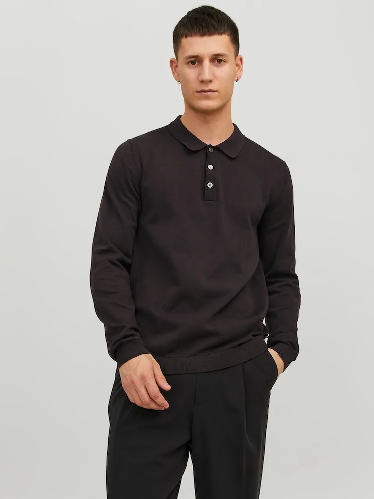 Knitted polo hotsell shirt long sleeve