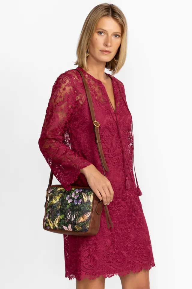 Johnny Was MIDNIGHT MARIPOSA ITALIAN LEATHER CROSSBODY The Summit