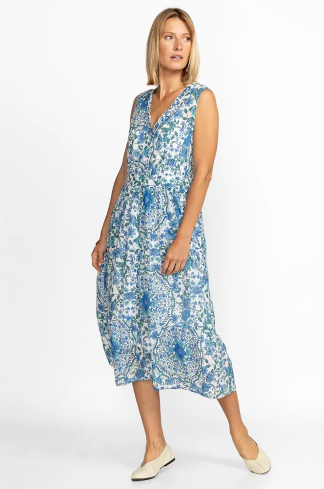 Johnny Was WILLOW BLUE RUFFLE TANK DRESS Bethesda Row
