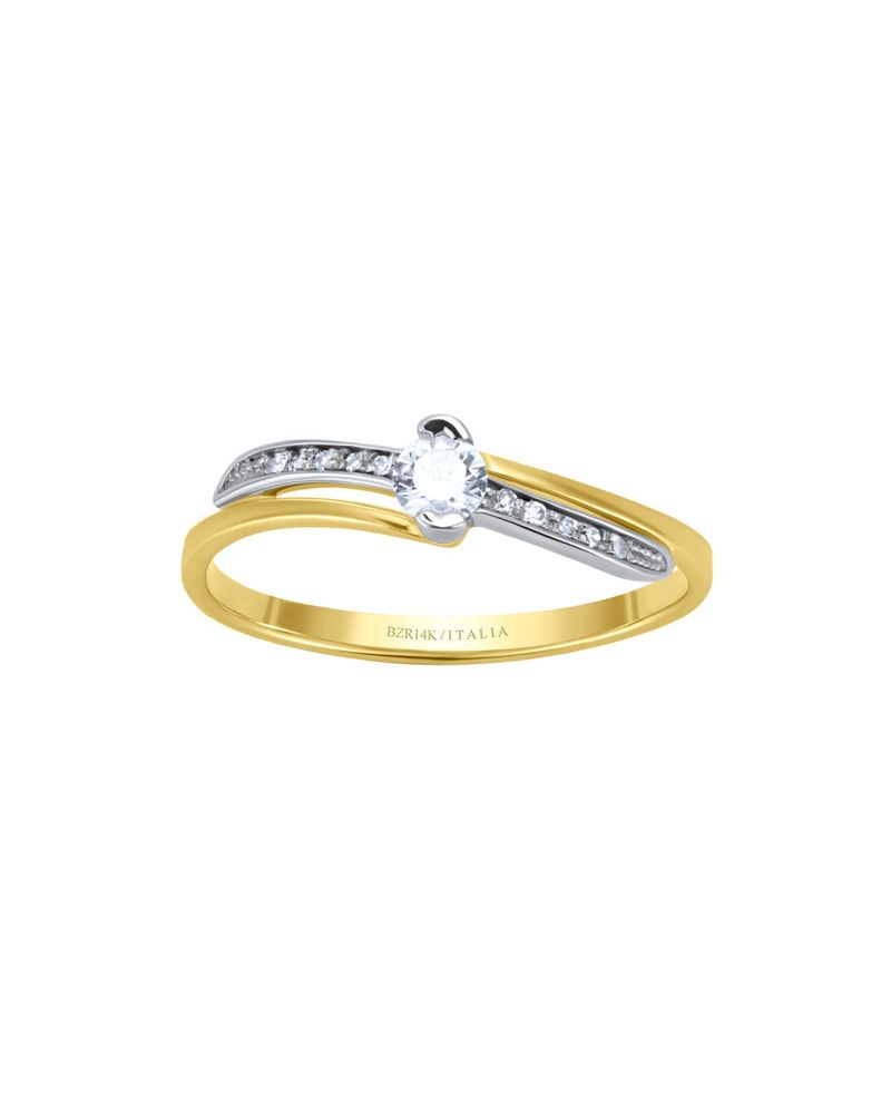 BIZZARRO Anillo de Compromiso Oro Amarillo y Blanco 14K con 18.5