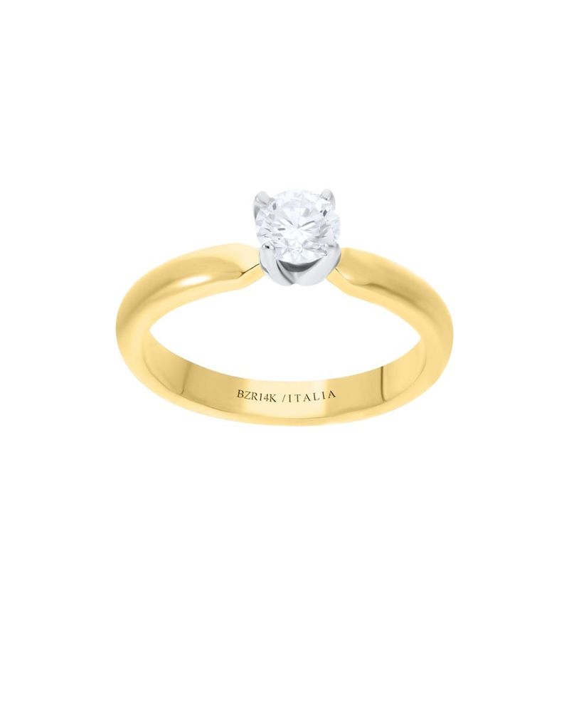 BIZZARRO Anillo de Compromiso Solitario Oro Amarillo 14K y