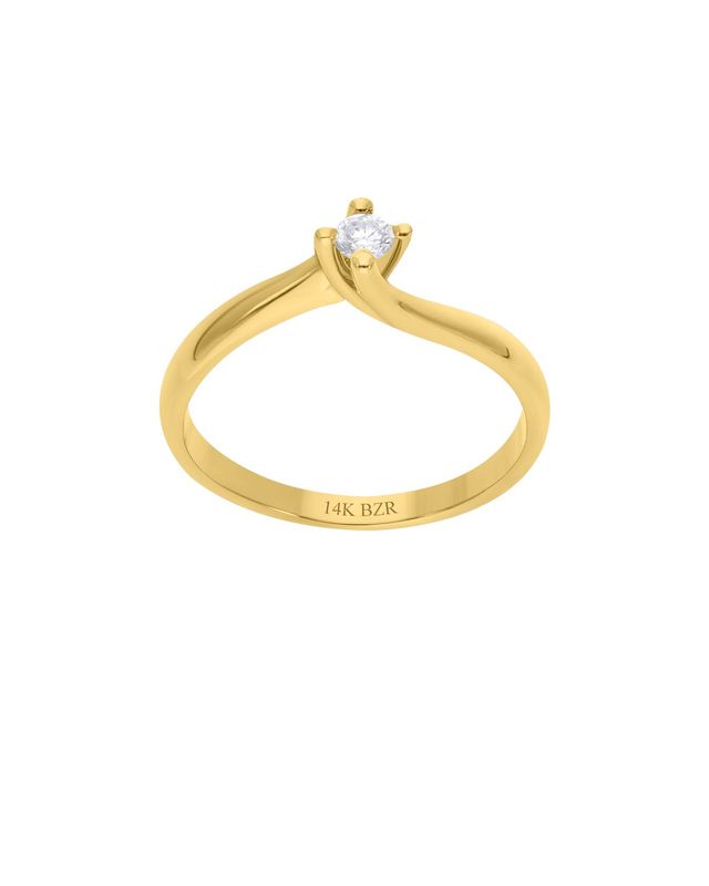 BIZZARRO Anillo de Compromiso Solitario Oro Amarillo 14K con 10