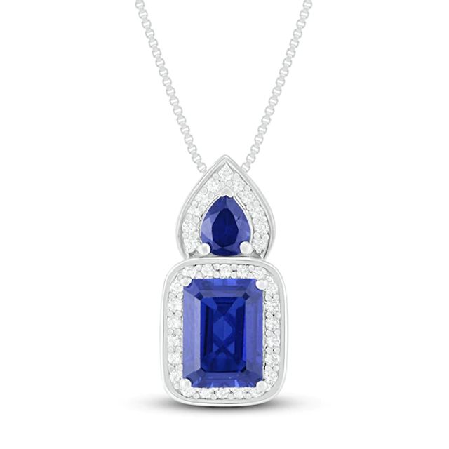Kay Blue & White Lab-Created Sapphire Necklace Sterling SIlver 18 ...