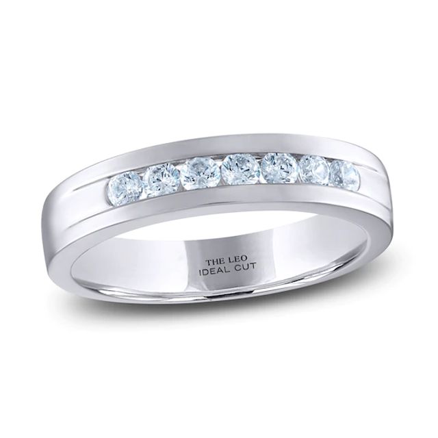 Kay Men's THE LEO Ideal Cut Diamond Wedding Band 1/2 ct tw 14K White ...