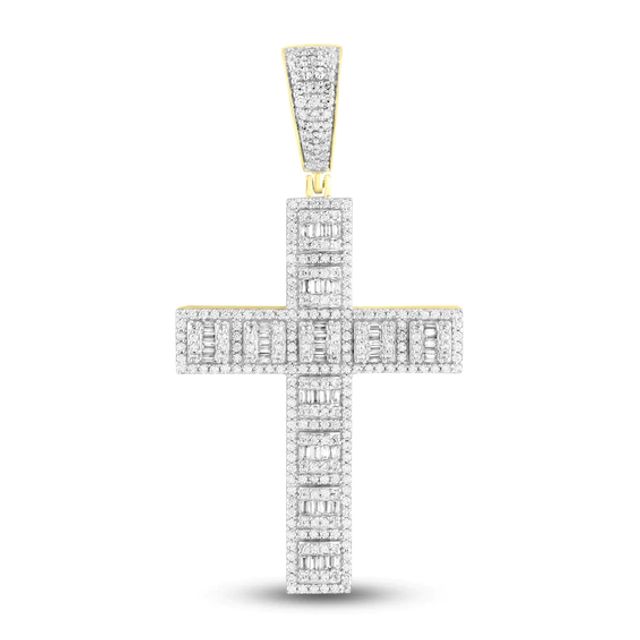 Kay Outlet Men's Diamond Cross Pendant 1-1/2 ct tw Round & Baguette 10K ...