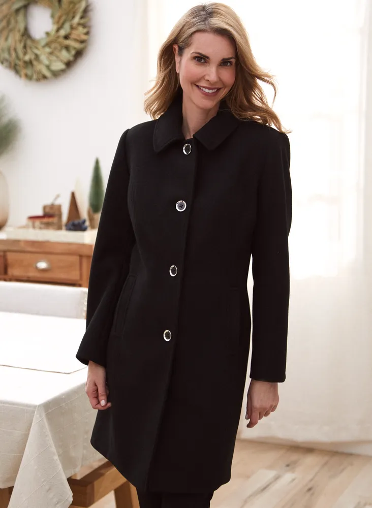 Laura Petites Manteau aspect laine extensible pour femme taille petite