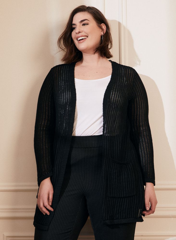 Laura Plus Cardigan ouvert en maille pour femme taille plus