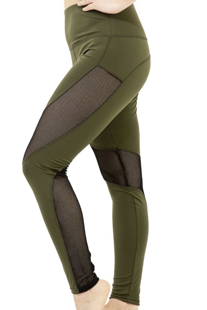 Green mesh outlet leggings