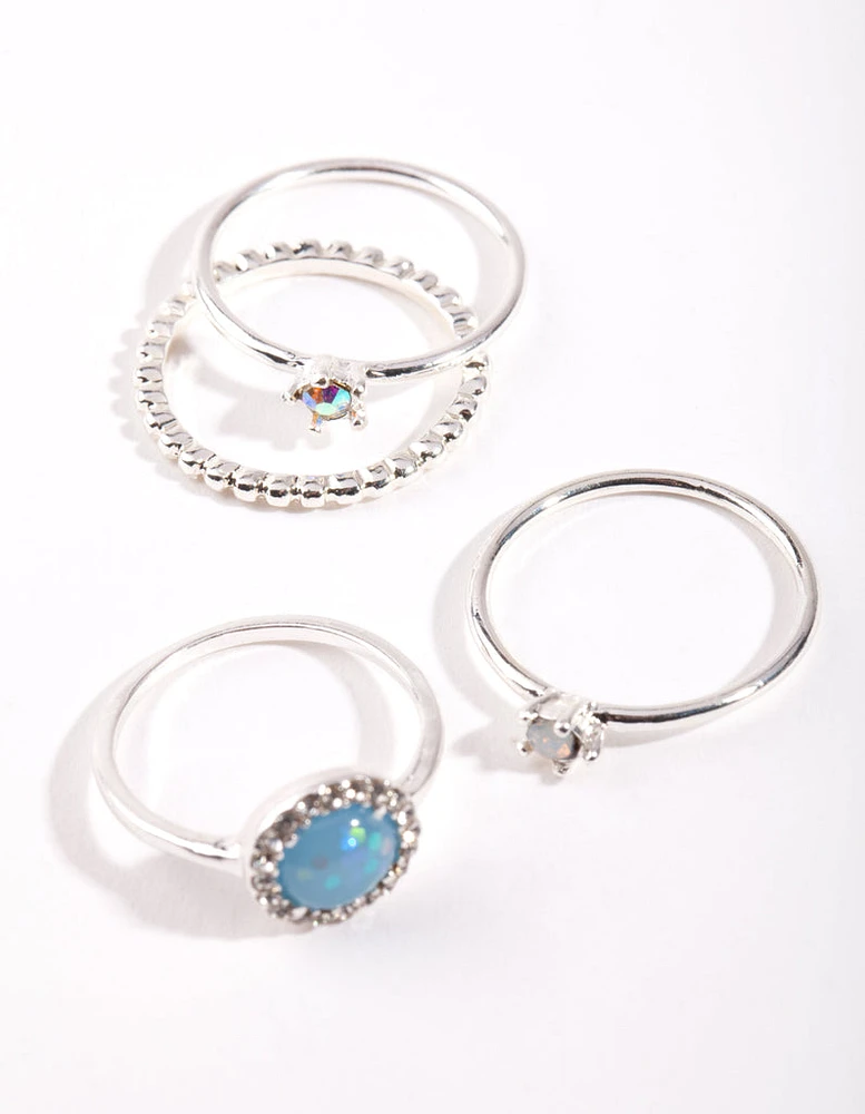 Lovisa Silver Blue Stone Ring Stack | Hamilton Place