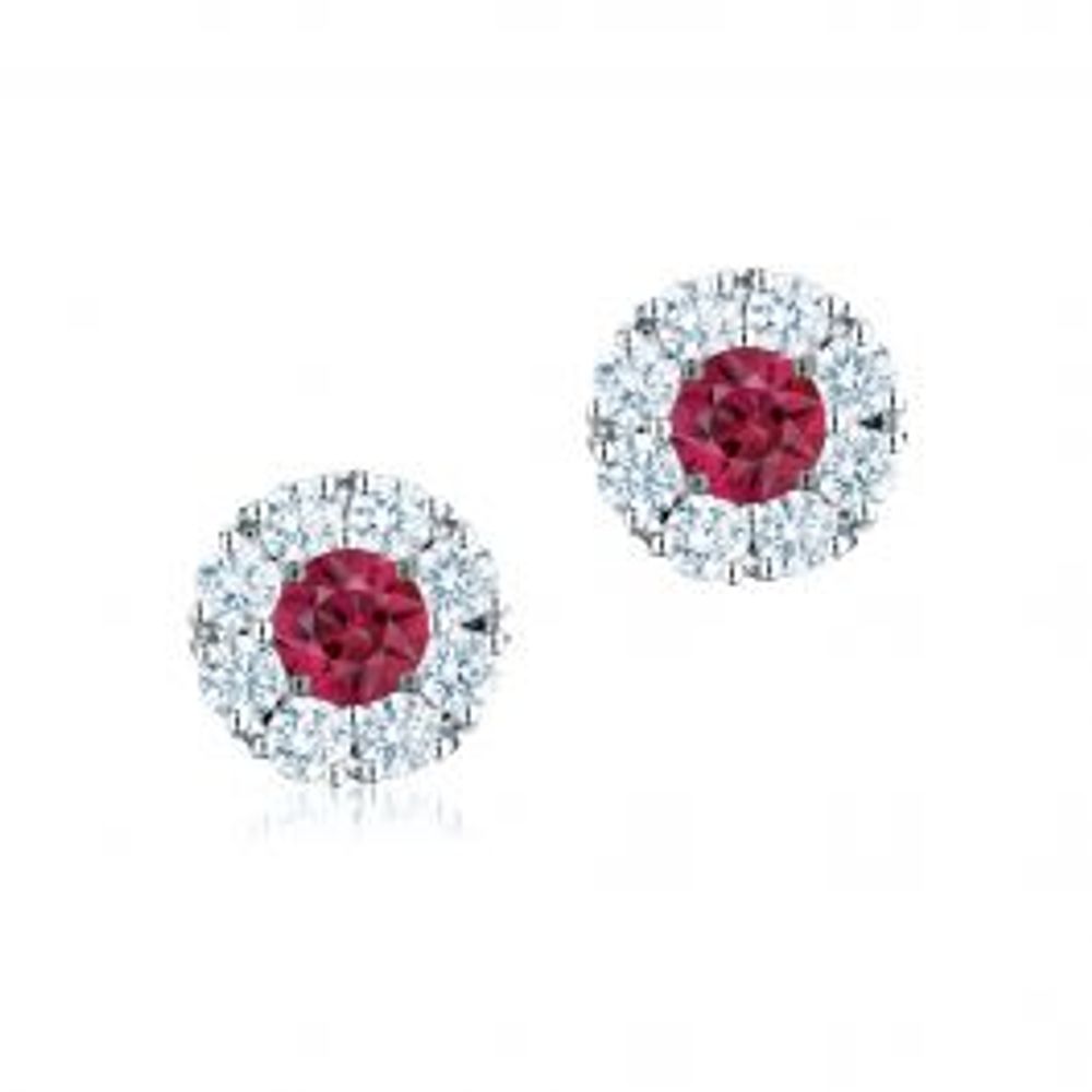 Birks Snowflake Cluster Diamond Earrings with Ruby Bayshore