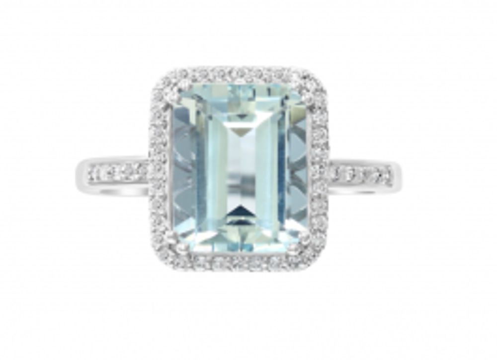Birks Maison Birks Salon White Gold Emerald Cut Aquamarine and