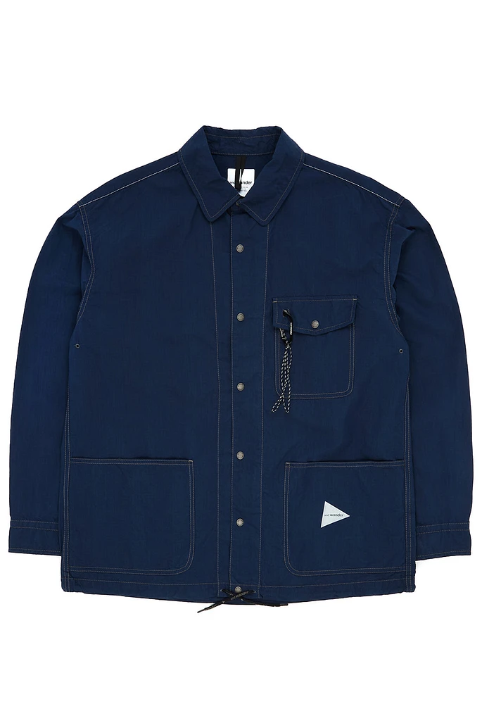 And Wander Men's Cordura Cotton Rip Shirt Jacket - Blue | King's Cross