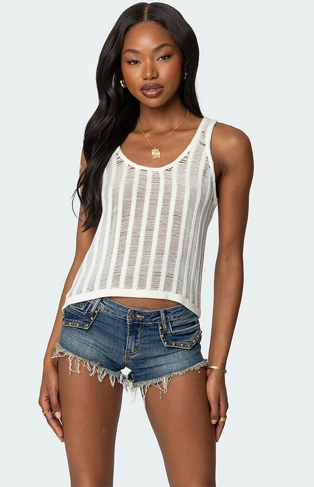 Edikted Keziah Sheer Ladder Knit Top | Arden Fair