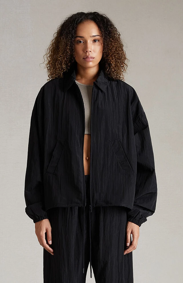 Fear of God Essentials Women's Jet Black Crinkle Nylon Shell