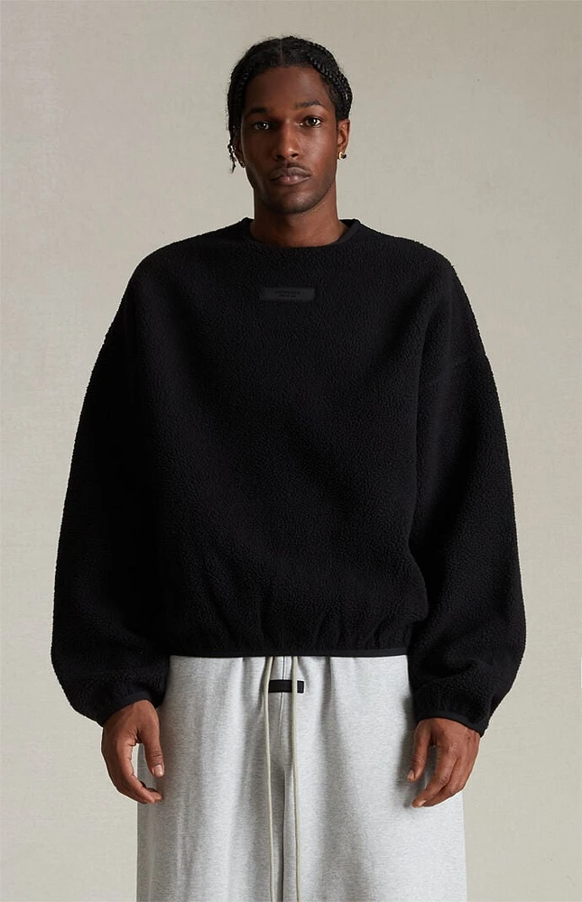 Essentials black polar fleece sweater top