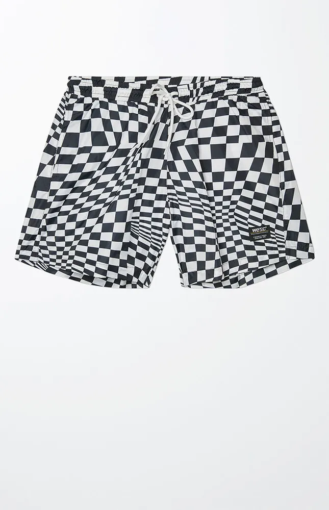 Checkerboard swim trunks hot sale