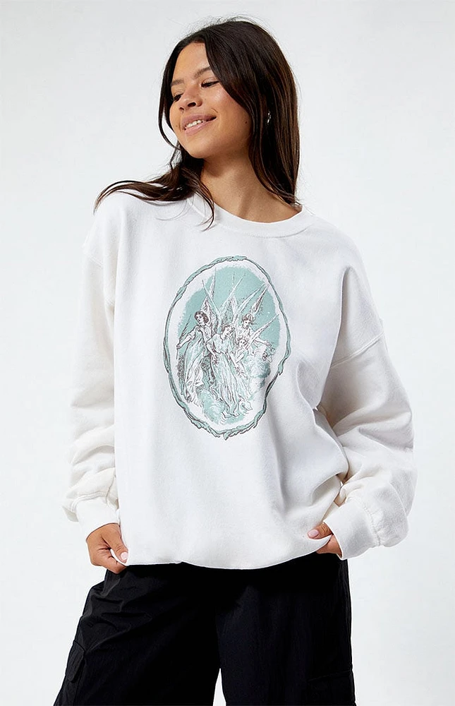 【GRAVER】24SS★ OF Angel Flower Sweatshirt Golden Hour Angels Frame Crew Neck Sweatshirt at CoolSprings
