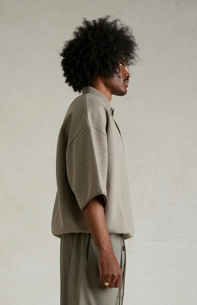 Fear of God Essentials Heather Grey 3/4 Sleeve Polo