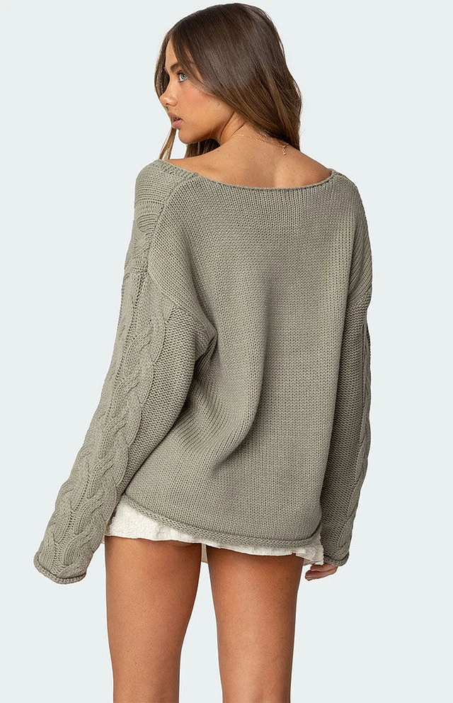 Edikted Women's Inga Oversized Cable Knit Sweater | The Edikted Women's Inga Oversized Cable Knit Sweater | The