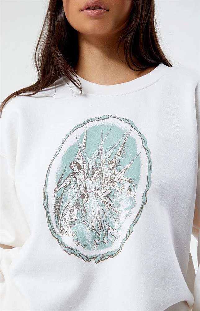 【GRAVER】24SS★ OF Angel Flower Sweatshirt Golden Hour Angels Frame Crew Neck Sweatshirt at CoolSprings