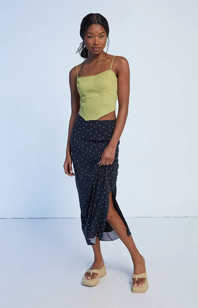 Zara blue floral midi skirt cheap