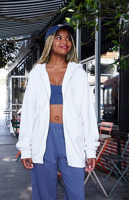 スタースポーティージップアップ　ホワイト ギャル 00s fairy grung John Galt Heather Grey Zip Up Cropped Hoodie | Liberty Center
