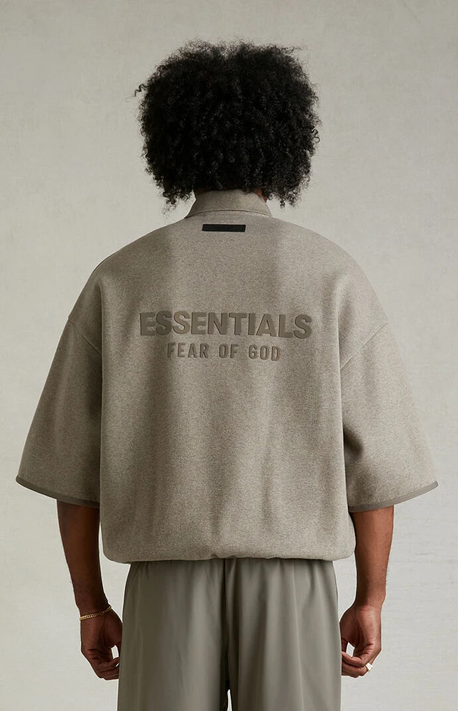 Fear of God Essentials Heather Grey 3/4 Sleeve Polo