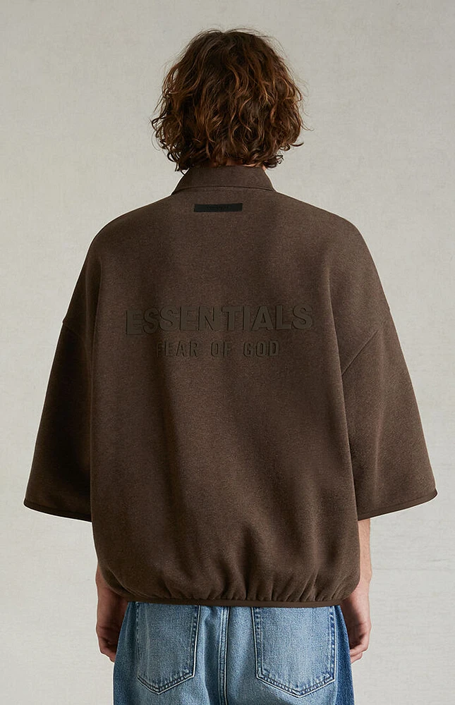 Fear of God Essentials 3/4 Sleeve Polo Shirt 'Heather Wood