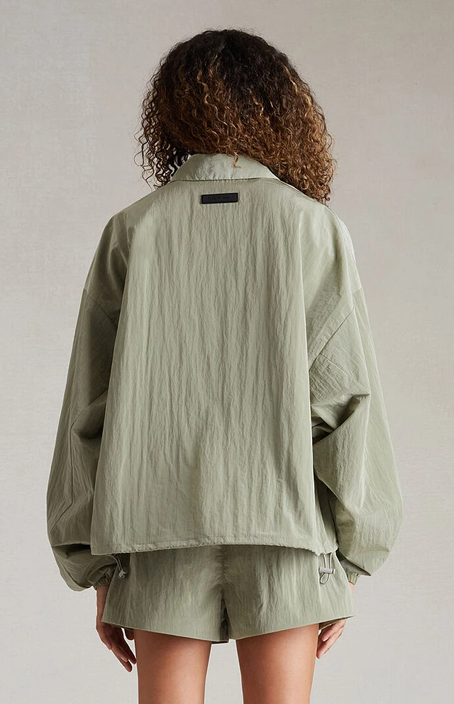 【FOG Essentials】Women's Crinkle Nylon Shell Bomber Jacket Fear of God Essentials Women's Garden Yellow Crinkle Nylon