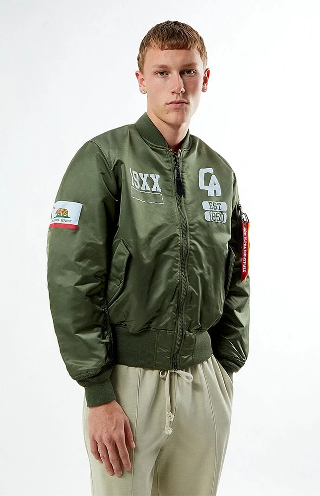 Alpha Industries Blood Chit Black MA-1 Bomber Jacket W/ NASA