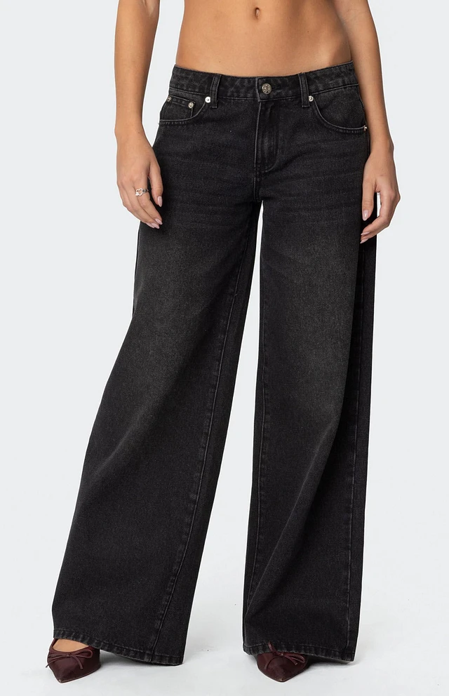 Edikted Womens Vyxen Vintage Washed Low Rise Jeans at CoolSprings