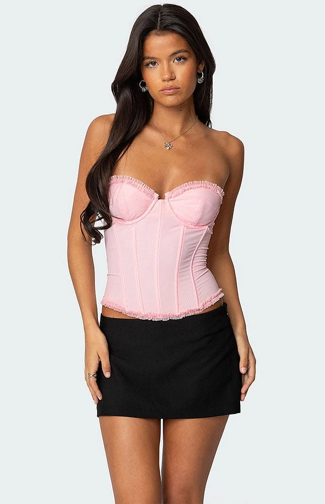 Edikted Deirdre Mesh Lace Up Corset | Liberty Center