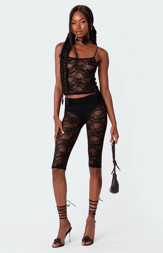 Sheer lace tank top sale