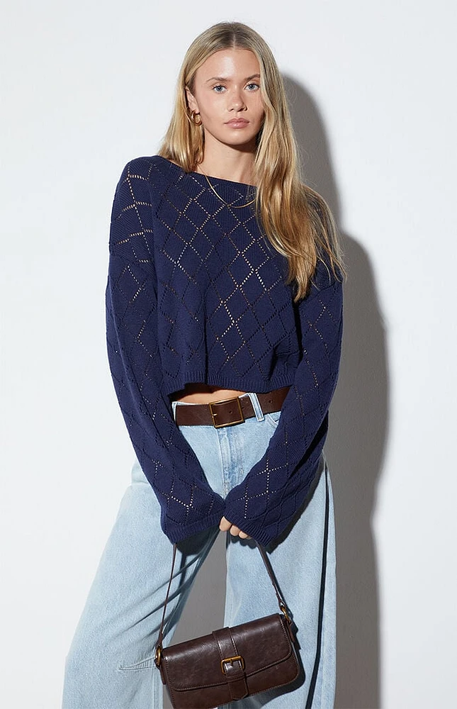 LA Hearts Isla Open Knit Cropped Sweater | CoolSprings Galleria