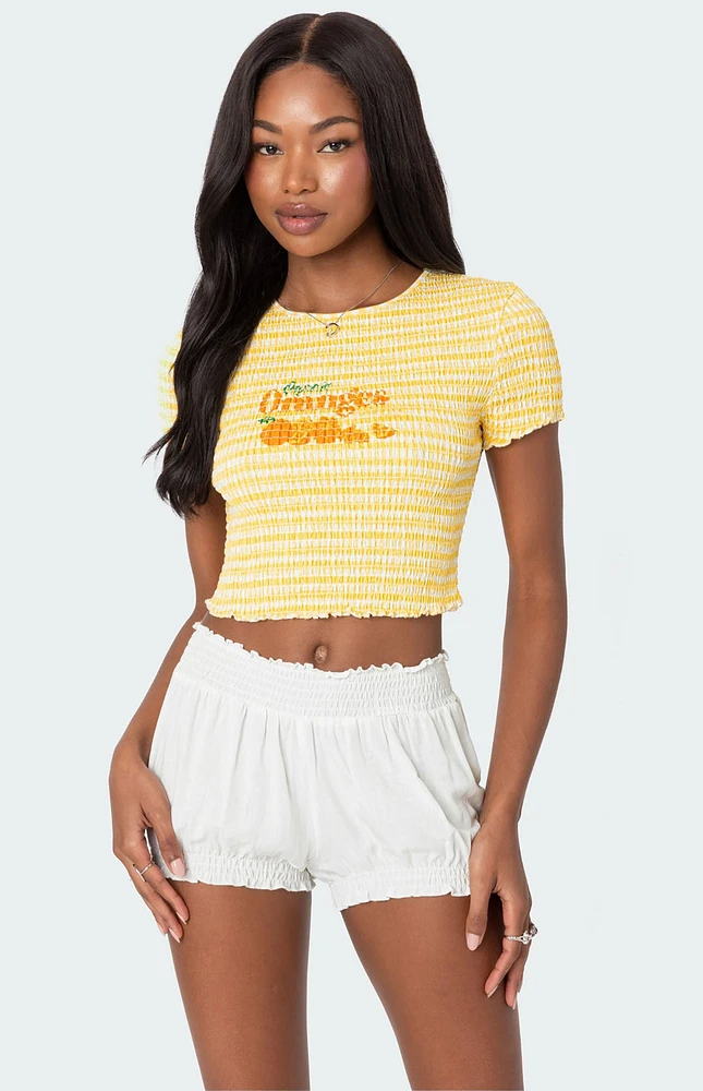Smocked gingham top clearance