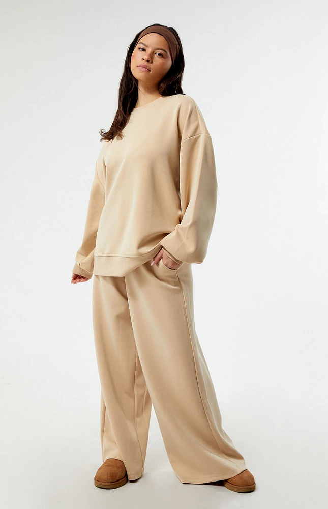 Balloon sleeve crew neck sweatshirt on sale