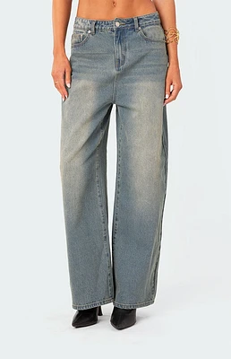 EDIKTED Washed Low Rise Ribbon Jeans - LIGHT BLUE | Tillys