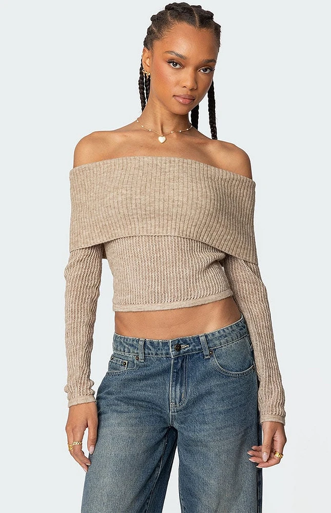 Edikted Lili Fold Over Knit Top | Arden Fair