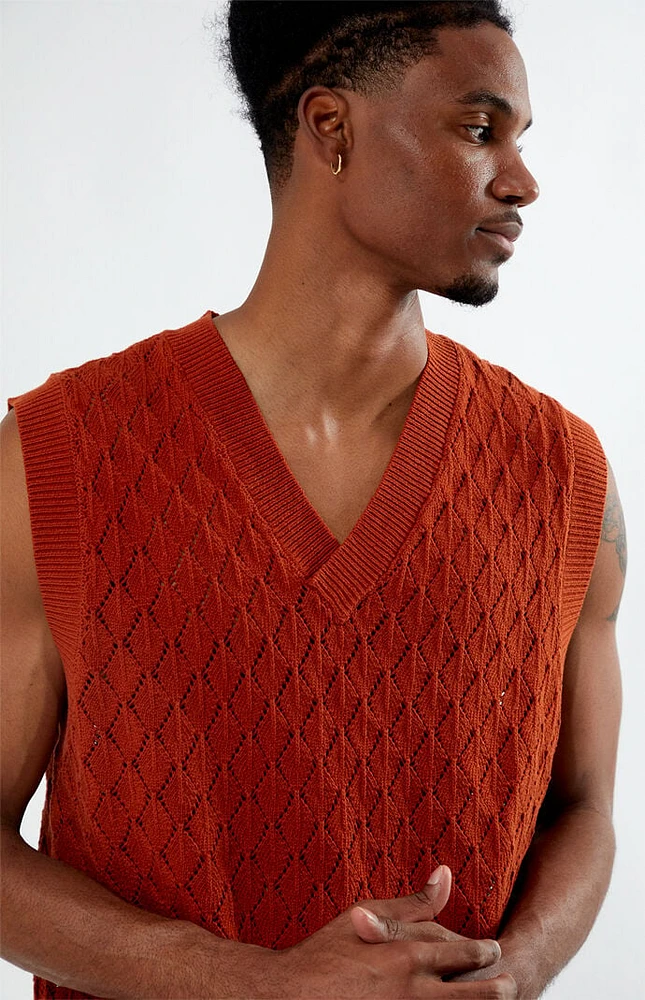 Orange sweater vest sale
