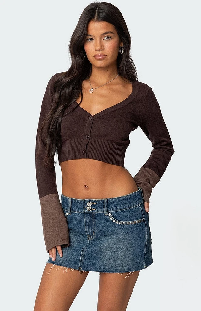 Edikted Color Block Flared Sleeve Cardigan | Arden Fair